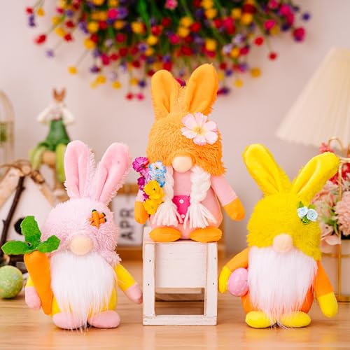 3 Stück Ostern Wichtel Figuren Deko Ostern Dekoration, Frühling Zwerg Figuren Schwedische Osterzwerg, Handgefertigte Plüsch Hasen Gesichtslose Puppe Mit Ostereier Für Wohnzimmer Küche Tisch Dekor (I) 3 Stück Ostern Wichtel Figuren Deko Ostern Dekoration, Frühling Zwerg Figuren Schwedische Osterzwerg, Handgefertigte Plüsch Hasen Gesichtslose Puppe Mit Ostereier Für Wohnzimmer Küche Tisch Dekor (I) von XNSHUN