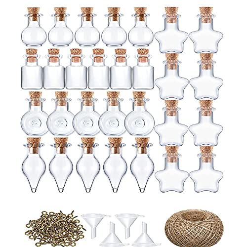 50 Stück Mini Glasflaschen Mit Korken, Klein Gläser Mini Bottle Set, Kleine Fläschchen Reagenzglas Gewürzgläser Glasbehälter Mit Korken Und Schnur Für Hochzeit Party Düfte Sand DIY Dekoration (Stil B) von XNSHUN