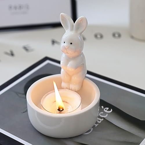 Kaninchen Kerzenhalter Teelicht, Ostern Deko Teelichthalter Aus Keramik, Ostern Kaninchen Kerzenständer, Geschenke Für Wohnzimmer Schlafzimmer Deko (Stil B) von XNSHUN