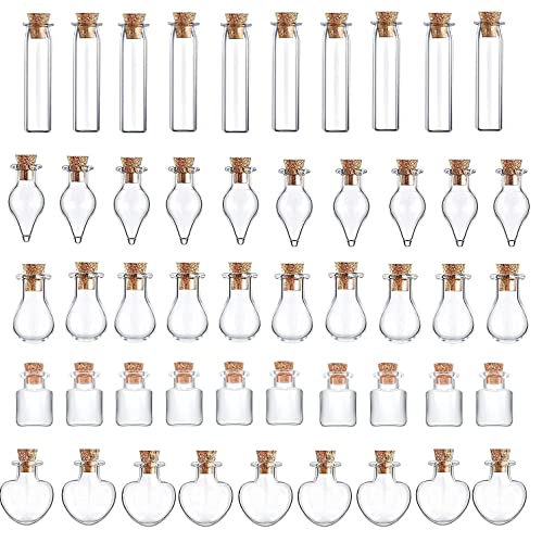 Mini Glasflaschen Mit Korken, 50 Stück Klein Gläser Mini Bottle Set, Kleine Fläschchen Reagenzglas Gewürzgläser Glasbehälter, Mini Fläschchen Für Öl Gewürze Kräuter Sand DIY Dekoration von XNSHUN