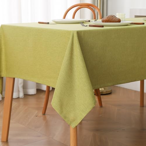 Tischdecke Abwaschbar Tischwäsche, Wasserabweisend Tischtuch Aus Polyester Mit Lotuseffekt Für Esszimmer, Garten, Party, Hochzeiten Oder Haushalt (130 x 220 cm,Grün) von XNSHUN