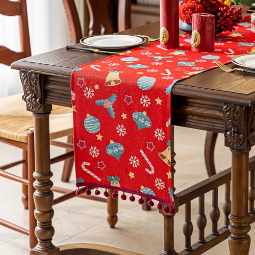 Weihnachten Tischläufer Tischdeko, Tischdecke Weihnachtsdeko Tischläufer Abwaschbar, Winter Küche Tisch Dekoration, Weihnachtstischläufer mit Quastenfür Weihnachten Party Dekoration (B, 35*180cm) Weihnachten Tischläufer Tischdeko, Tischdecke Weihnachtsdeko Tischläufer Abwaschbar, Winter Küche Tisch Dekoration, Weihnachtstischläufer mit Quastenfür Weihnachten Party Dekoration (B, 35*180cm) von XNSHUN