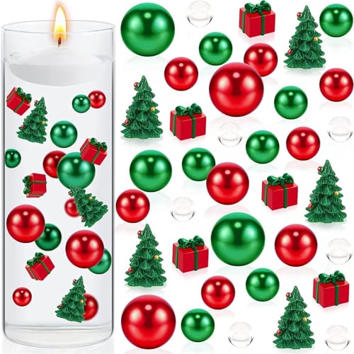 Weihnachtsvasen Füller, SchwebendeWeihnachts Vasenfüller Schwimmende Perlen,Zuckerstange Und Runde Bonbons Aus Plastik,Wasserperlen Durchsichtig,für Vasenfüller Schwimmende Weihnachten Deko (02) von XNSHUN