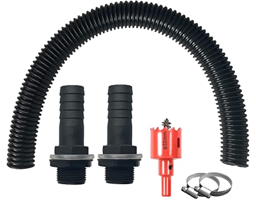 XNSHUN 1,25 Zoll (32mm) Regentonnen Verbindungsset, 50cm Verbindungsschlauch Und 2 Schlauchstutzen 25mm Mit Kontermutter, Regentonnenverbindung Für Regentonne, Wassertanks, Zisternen von XNSHUN