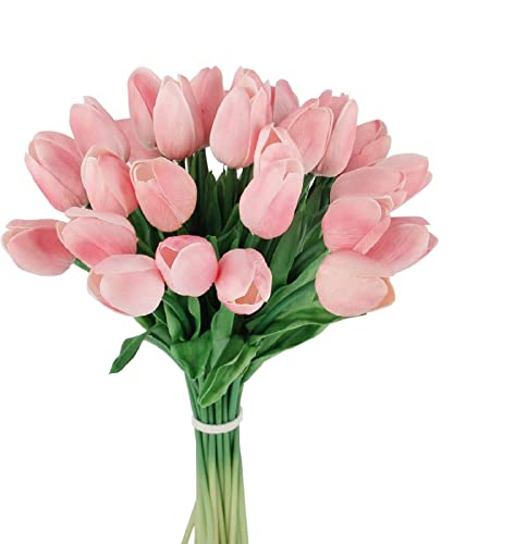 XNSHUN 10pcs Künstliche Blumen Tulpe, Kunstblumen Latex Tulpen, PU Real Touch Latex Blumensträuße, Dekoration Für Hochzeitsdekoration Im Innen- Und Außenbereich, Küche, Büro, Café, Wohnkultur (Rosa) von XNSHUN