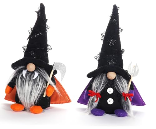 XNSHUN 2 Stück Halloween Deko Wichtel, Halloween Zwerg Plüsch Deko, Halloween Wichtel Figuren Plüschdekor Handgemachte, Puppe Halloween Deko Für Halloween Party Supplies Home Decor (03) von XNSHUN
