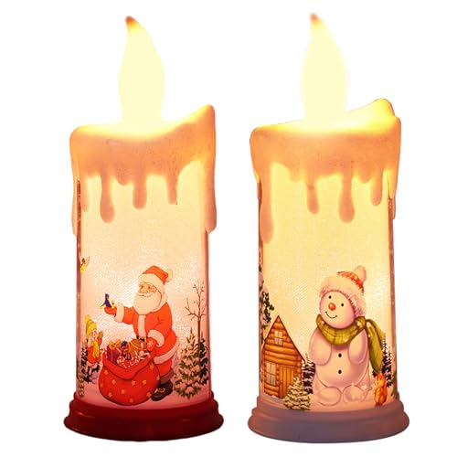 XNSHUN 2 Stück Weihnachten LED Kerzen Weihnachtslaterne Teelichter, Flammenlose Kerzen LED Kerzenlichter Deko Laterne, Weihnachten Deko Beleuchtete Für Tisch Weihnachtsdekoration (A) von XNSHUN