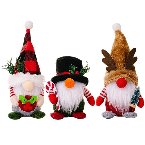 XNSHUN 3er Set Weihnachtsdeko Wichtel Figuren, Handgemachte Weihnachtswichtel, Santa Tomte Gnom Zwerg, Wichtel Dekoration Weihnachtsmann Für Weihnachten Deko (I) von XNSHUN