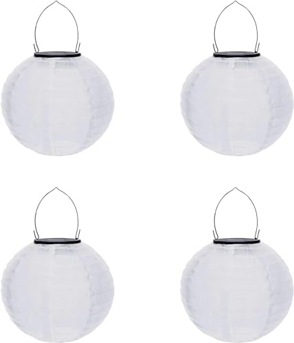 XNSHUN 4er Set Solar Außen Laterne Lampions Rund, Bunte Outdoor Lampions, Wasserdicht Hängende Gartenlaterne LED-Laterne, Für Garten, Balkon, Hochzeit, Party Deko (C) von XNSHUN