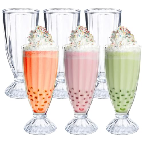 XNSHUN 6er Eisbecher Glas Set 360ML Mit 6 Langen Löffeln, Dessertgläser Mit Fuß Eiskaffeebecher Dessertgläser, Eisgläser Für EIS Dessert Getränke Cocktails Party (6er Set) von XNSHUN