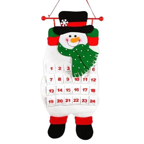 XNSHUN Adventskalender 2023 Wandteppich Hängend Zum Wand, Weihnachten Kalender Stoffbeutel 24 Taschen Zum Selber Befüllen, Filz Adventskalender Santa DIY Geschenktüten (Schneemänner) von XNSHUN