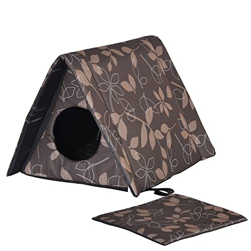 XNSHUN Katzenhaus Für Draußen Winterfest, Wetterfester Faltbare Pet Outdoor House Katzenhütte, Warm Haustierhaus Outdoor Hundehöhle Mit Abnehmbarem Kissen Für Hund Katze (L) von XNSHUN