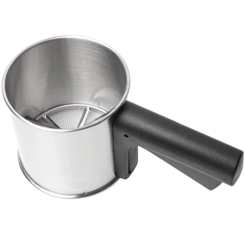 XNSHUN Mehl Und Puderzuckersieber, Handsieb Edelstahl Mehlsieb Mit Griff, Feinmaschiges Sieb Einhand Mehlsieb, Puderzuckermühle Für Mehl, Zucker, Zimt, Gewürzpulver von XNSHUN