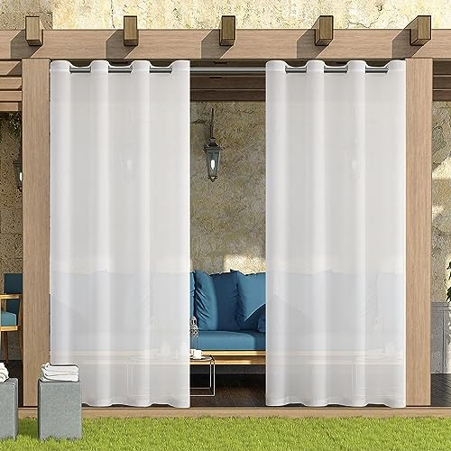 XNSHUN Outdoor Vorhang Wasserdicht Transparent Wetterfest Mit Ösen, 2er Set H 213 X B 132 cm, Weiss Transparent Pavillon Vorhänge Für Balkon Terrasse Wasserdicht Sichtschutz Sonnenschutz von XNSHUN