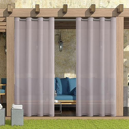 XNSHUN Outdoor Vorhang Wasserdicht Transparent Wetterfest Mit Ösen, 2er Set H 243 X B 132 cm, Grau Transparent Pavillon Vorhänge Für Balkon Terrasse Wasserdicht Sichtschutz Sonnenschutz von XNSHUN