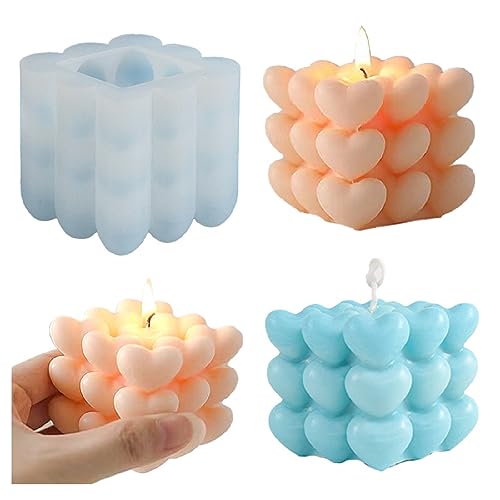 XNSHUN Valentinstag Herzform Kerzen Form, 3D DIY Silikonform Kerzen Gießen Formen, Herz Bubble Kerzenform Cube Silikon Kerzenformen Zum Gießen Für Kerzenherstellung Handwerk Ornamente XNSHUN Valentinstag Herzform Kerzen Form, 3D DIY Silikonform Kerzen Gießen Formen, Herz Bubble Kerzenform Cube Silikon Kerzenformen Zum Gießen Für Kerzenherstellung Handwerk Ornamente von XNSHUN