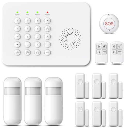 XNY A02 4G Funk Alarmanlage Haus Set, Kabellos, WLAN Alarmanlage Wohnung mit APP, 16 Stück: Bewegungsmelder, Tür Fenster Sensoren, Fernbedienungen, Sirene, Kompatibel mit Alexa und Google Assistant von XNY