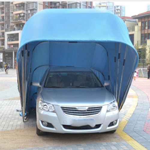 Halbautomatischer, hydraulisch klappbarer Carport, Abnehmbarer und versenkbarer Carport zum Parken von Autos, abschließbarer, langlebiger Unterstand (Blue 5.5 * 2.5m/18 * 8.2ft) von XNYXLPP