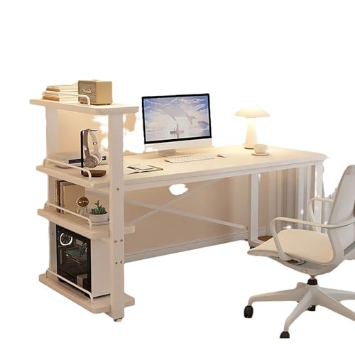 XNYXLPP Gaming-Schreibtisch, Massivholz-Computertisch mit Ablageflächen und Monitor, Schreibtisch, Stabiler Schreibtisch, PC-Laptop-Arbeitsplatztisch (White 100x55cm(39x21in)) von XNYXLPP