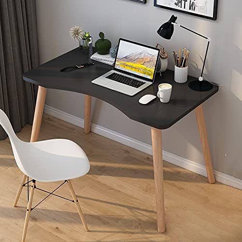 XNYXLPP Gaming-Schreibtisch, moderner, einfacher Computertisch für kleinen Raum, Stabiler Bürotisch, Schreibtisch, Schreibtisch, Arbeitsplatz mit Holzbeinen (Black 100x60x73cm) von XNYXLPP