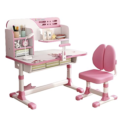 XNYXLPP Kinderschreibtisch- und Stuhlset, Kinderstudiertisch mit Verstellbarer Höhe und Augenschutzlampe, extra breite Tischplatte (Castle) von XNYXLPP