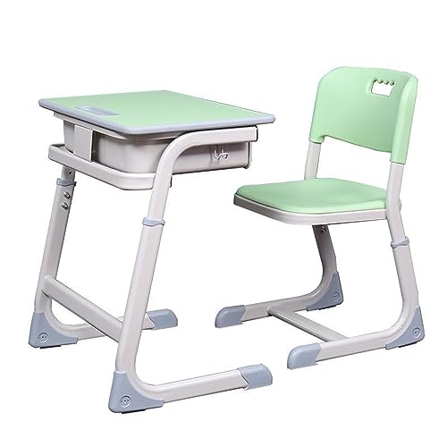 XNYXLPP Kindertisch- und Stuhlset, höhenverstellbarer Kinderstudiertisch, extra breite Tischplatte, mit Außenhaken und Schubladen (Green) von XNYXLPP