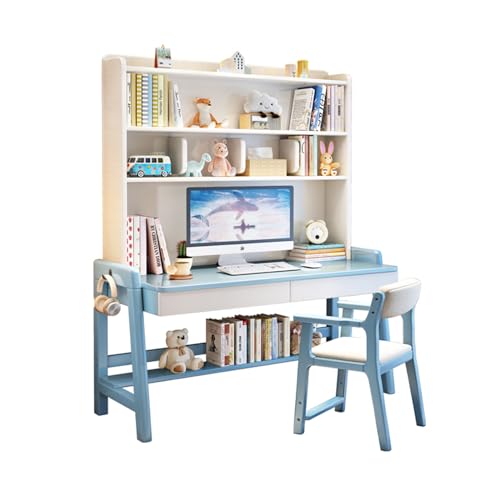 XNYXLPP Multifunktionaler Studenten-Computertisch mit Schubladen und Hebestuhl, moderner Schreibtisch für Zuhause, Schlafzimmer, Arbeitszimmer, Kinderschreibtisch (Blue) von XNYXLPP