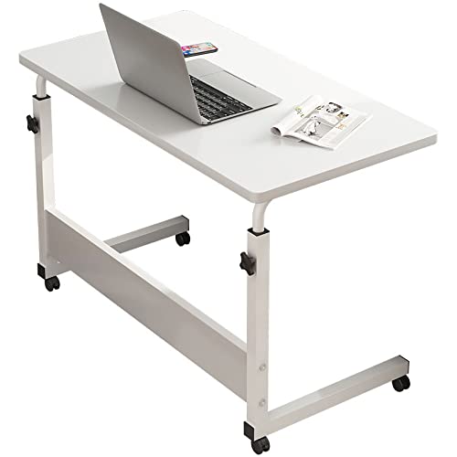XNYXLPP Überbetttisch, höhenverstellbar, mobiler Computertisch, rollender Sitz-Steh-Schreibtisch mit Rollen, tragbarer Tabletttisch, Schlafzimmer-Arbeitstisch (White 16x24 Inch) von XNYXLPP