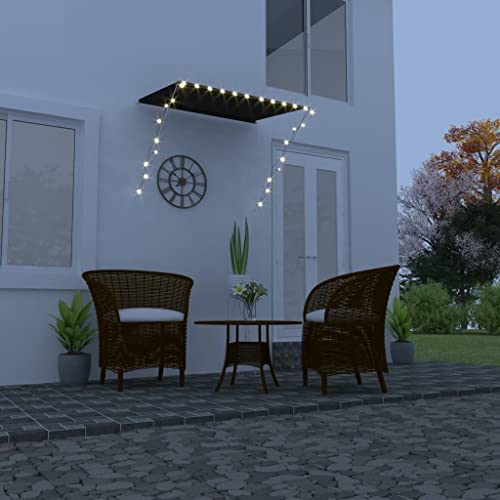 Wohnmöbel Ausziehbare Markise mit LED, Größe 150 x 150 cm, Anthrazit, für den Außenbereich von XNZJHPP