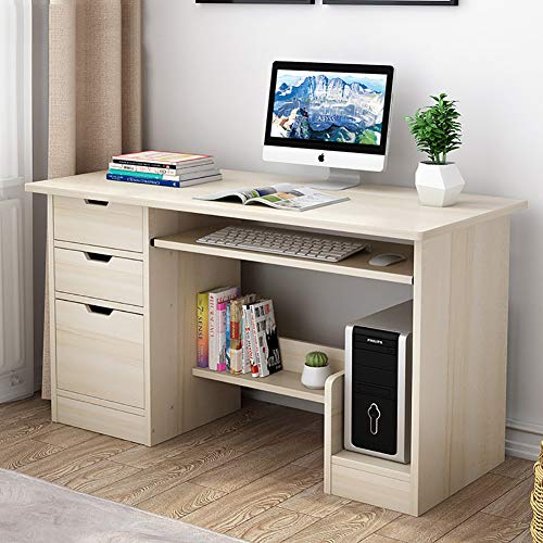 XNZJHPP Computertisch mit Regalen, moderner, robuster Bürotisch mit Schubladen, industrielle Arbeitszimmer-Schreibtischmöbel für Zuhause, Büro (F 120x45x72cm) von XNZJHPP