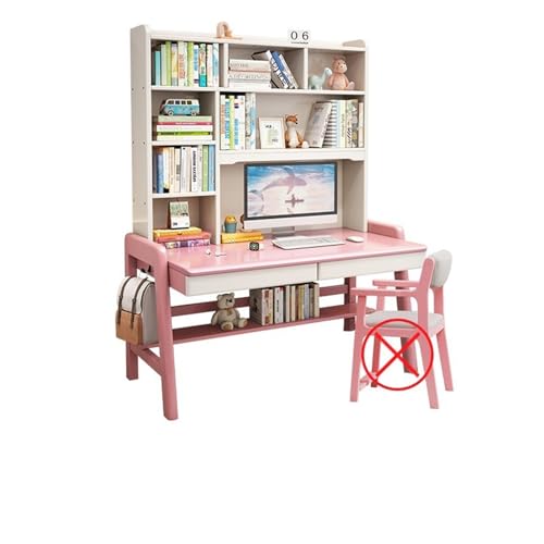 XNZJHPP Kombination aus Schreibtisch und Bücherregal aus Massivholz, Heimbüro und Schreibtisch (Pink 120x60x184cm) von XNZJHPP