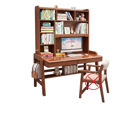 XNZJHPP Kombination aus Schreibtisch und Bücherregal aus Massivholz, Heimbüro und Schreibtisch (Walnut Color 100x60x184cm) von XNZJHPP