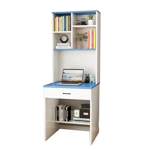 XNZJHPP Massivholz-Schreibtisch, Bücherregal, integrierter Tisch, Bücherregal, Schreibtisch, Zuhause, Schlafzimmer, Arbeitszimmer (Blue 60x50x182.5cm) von XNZJHPP