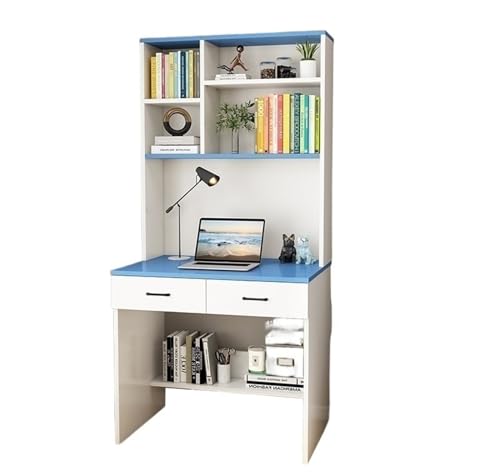 XNZJHPP Massivholz-Schreibtisch, Bücherregal, integrierter Tisch, Bücherregal, Schreibtisch, Zuhause, Schlafzimmer, Arbeitszimmer (Blue 80x50x182.5cm) von XNZJHPP