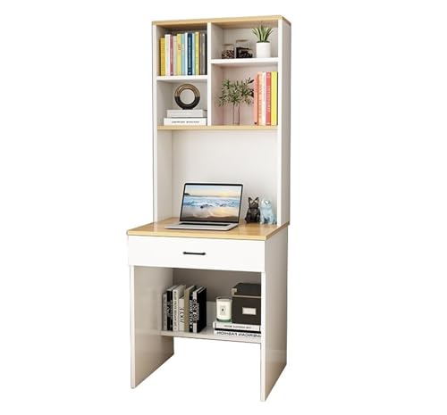 XNZJHPP Massivholz-Schreibtisch, Bücherregal, integrierter Tisch, Bücherregal, Schreibtisch, Zuhause, Schlafzimmer, Arbeitszimmer (Light Walnut 60x50x182.5cm) von XNZJHPP