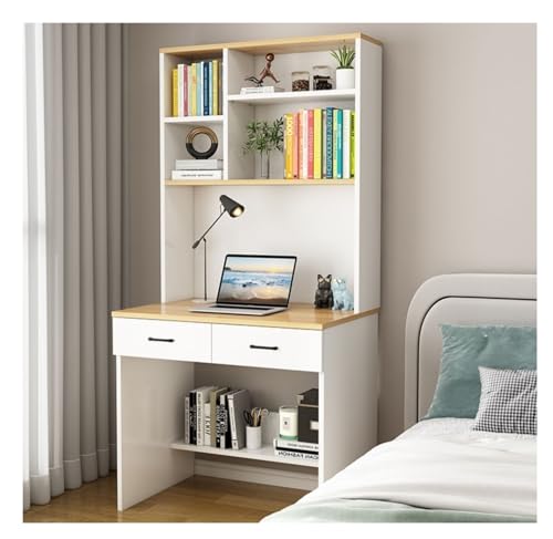 XNZJHPP Massivholz-Schreibtisch, Bücherregal, integrierter Tisch, Bücherregal, Schreibtisch, Zuhause, Schlafzimmer, Arbeitszimmer (Light Walnut 80x50x182.5cm) von XNZJHPP