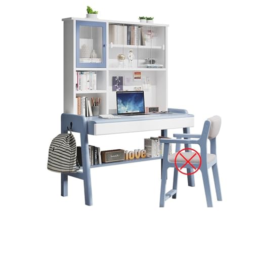 XNZJHPP Massivholz-Schreibtisch mit Bücherregal-Kombination, Schlafzimmer- und Heimbüromöbel (Blue 100x60x188cm) von XNZJHPP