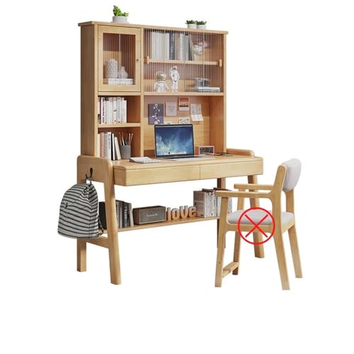 XNZJHPP Massivholz-Schreibtisch mit Bücherregal-Kombination, Schlafzimmer- und Heimbüromöbel (Wood Color 100x60x188cm) von XNZJHPP