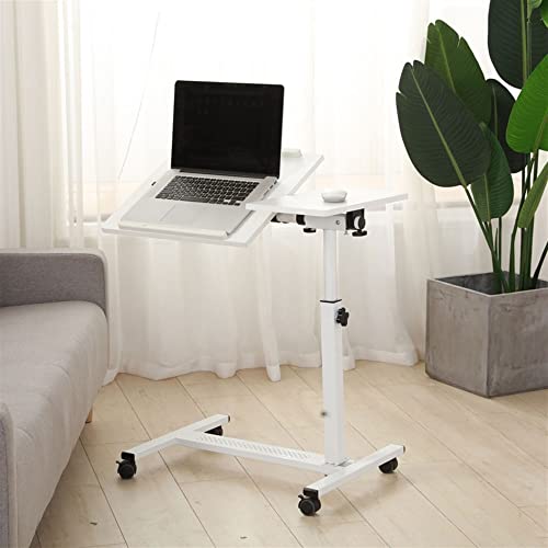 XNZJHPP Mobiler Stehschreibtisch, höhenverstellbarer und neigbarer Laptop-Tisch, rollender Laptop-Schreibtisch, Sofa-Beistelltisch, tragbarer Sitz-Steh-Schreibtisch mit Rollen (White) von XNZJHPP