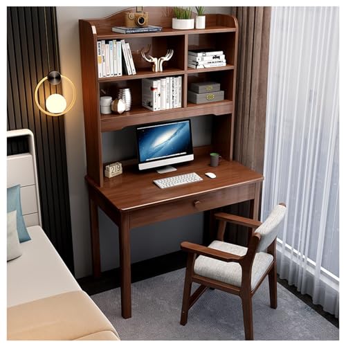 XNZJHPP Moderner Arbeitstisch aus massivem Holz, für das Heimbüro oder das Schlafzimmer, Arbeitstisch für das Heimschlafzimmer (Walnut No Chair 80x60x180cm) von XNZJHPP