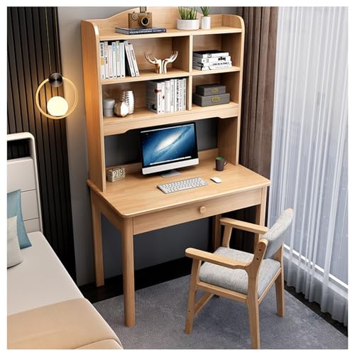 XNZJHPP Moderner Arbeitstisch aus massivem Holz, für das Heimbüro oder das Schlafzimmer, Arbeitstisch für das Heimschlafzimmer (Wood Color+Chair 70x60x180cm) von XNZJHPP
