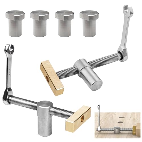 2 Stück Holzbearbeitung Bankhaken 19mm, Tisch Werkbank Klemme, Niederhalter Werkbank Klemme,Edelstahl Tisch Hobel Stop Bank Hunde Klemme,Niederhalter Klemme 19 mm für Hobelbank von XNZMYN