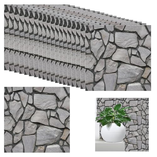 20 Stück 3d Wandpaneele Steinoptik Selbstklebend, 30 × 30 cm Wandverkleidung aus Kunststoffplatten, Wasserdicht PVC Backstein Tapete für Innenbereich, Außenbereich, Geschäftsräume von XNZMYN