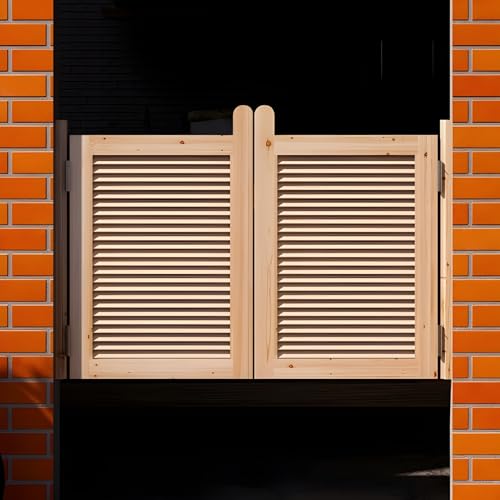 Massivholz Schwingtür für Innen, Halbhohe Raumtrenntür aus Kiefer mit Automatischer Schließfunktion & 4 Scharnieren für Küchenbalkon(80x90cm(31.5x35.4in)) von XOBRJQZ