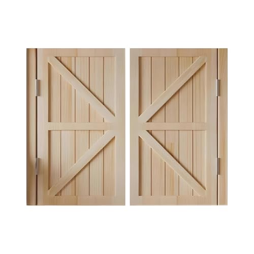 Moderne Schwingtür, Halbhohe Kiefernholz Massiv Saloontüren mit Lamellen & Leisen Scharnieren für Haus, Küche, Laden, Eingang, Raumtrennung(140x100cm(55.1x39.4in)) von XOBRJQZ