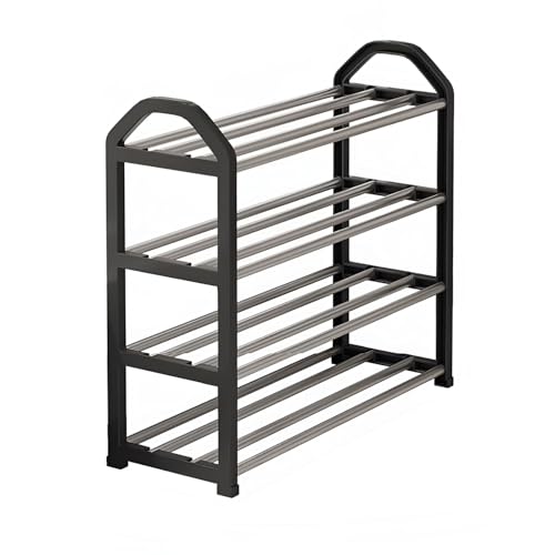 XOBRJQZ 4 Ebenen Metall-Schuhregal, Selbsttragender Schuhregal-Organizer, Platzsparend, Schuhablage für Eingangsbereich, Schrank, Flur(45x63x19cm(17.7x24.8x7.5in)) von XOBRJQZ
