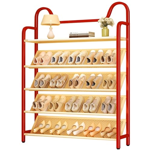 XOBRJQZ 5 Ebenen Metall-Schuhregal, Selbsttragender Organizer, Gitterablage, Schuhaufbewahrung für Bad, Schlafenzimmer, Küche(50x130x19cm(20x51.2x7.5in)) von XOBRJQZ
