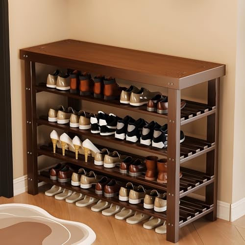 XOBRJQZ 6-Ebenen-Bambus-Schuhregal, Platzsparendes Bambus-Schuhaufbewahrungsregal für Eingangsbereich, Schuhaufbewahrung(50x88x27cm(20x33.5x10.6in)) von XOBRJQZ