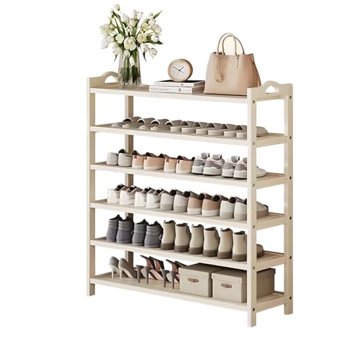 XOBRJQZ 6-Schichtiges Bambus-Schuhregal, Freistehendes Schuhregal für Eingangsbereich, Haustür-Eingang, Wohnzimmer, Schlafzimmer(90x98x25cm(35.4x38.6x9.8in)) von XOBRJQZ