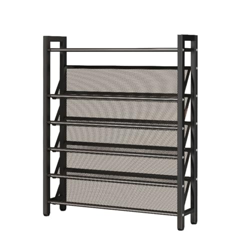 XOBRJQZ 6-Schichtiges Schuhregal, Hohe Kapazität für 25-30 Paare Schuhe, Verstellbares Freistehendes Metall-Schuhregal-Organizer für Eingangsbereich, Garage & Flur(70x136x15cm(27.6x53.5x5.9in)) von XOBRJQZ